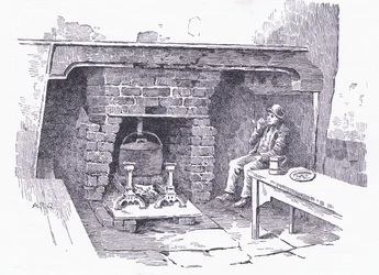 Open haard in een herberg in Surrey, uit The Cottages and the Village Life of Rural England gepubliceerd door Dent & Sons Limited, 1912